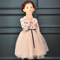 

Autumn children's clothing children's princess dress Korean girls long-sleeved knitting net yarn dress
