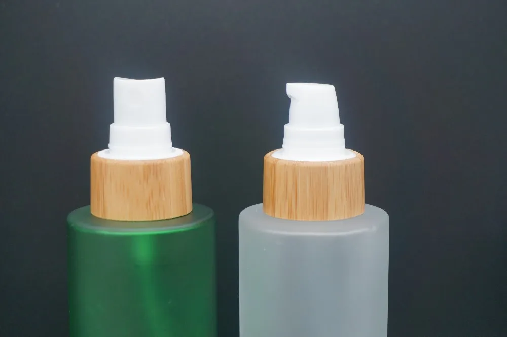 Cosmetic Packaging Frosted Glass Body Lotion Bottle Cover With Bamboo Lotion Pump Lid Buy Body