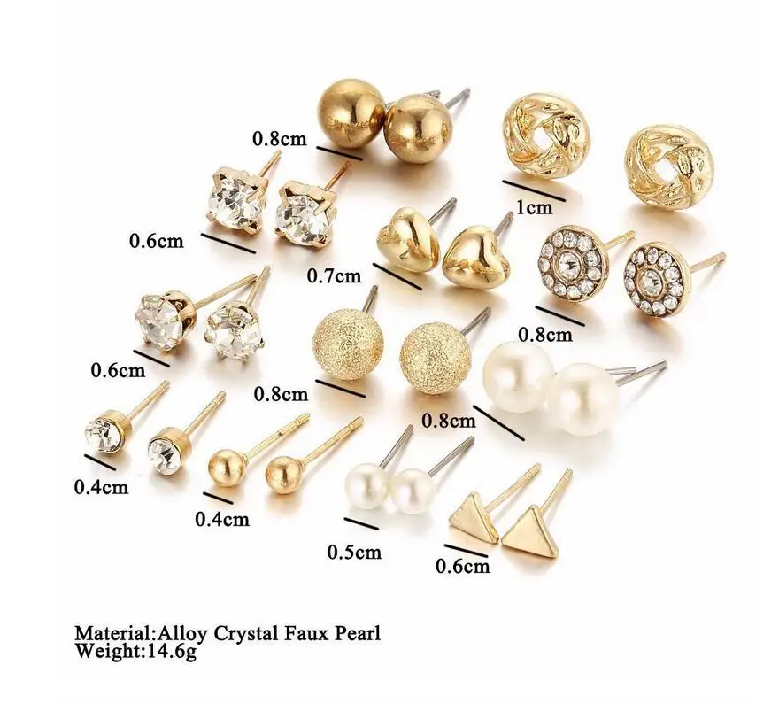 

New Ear stud geometric shaped earrings set dangle drop alloy Jewelry