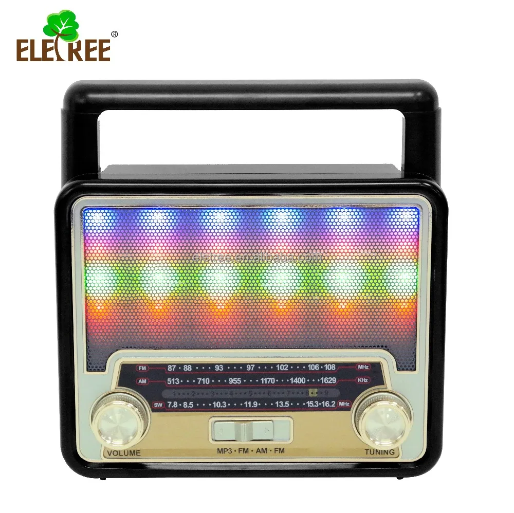 Portable Vintage best portable wireless B.T. battery Radio with Disco Light