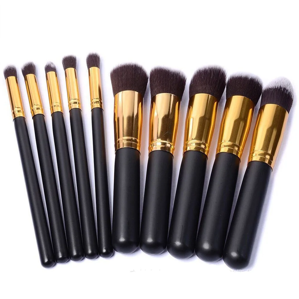

China Supplier Pro10pcs Brochas De Maquillaje Make Up Brushes kabuki Brush Set, Black (10 colors for option)