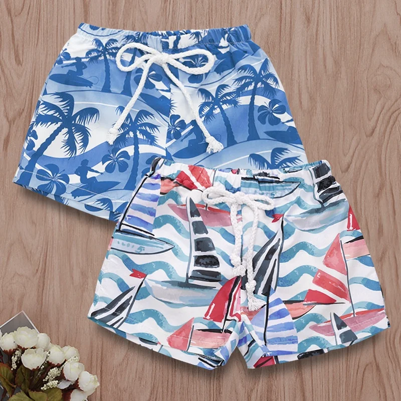 

Hawaii Beach Shorts Baby Boys Shorts Printed Monogram, Blue, white, customized