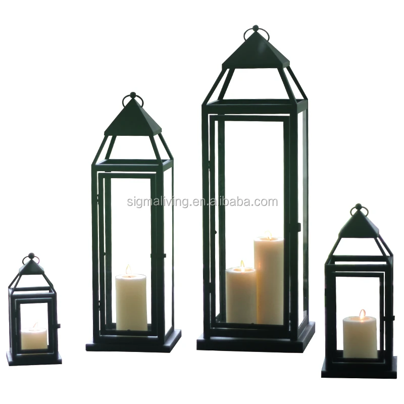 Portable classic indoor outdoor decorating metal glass candle holder