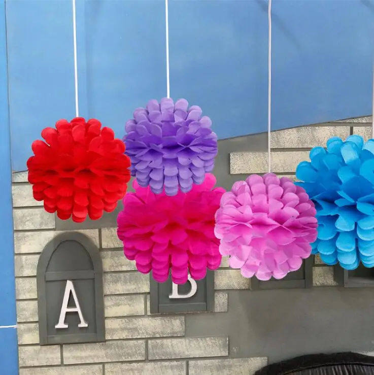 Decorative Colorful 4 6 8 Inch Tissue Paper Flower Pom Poms Sets