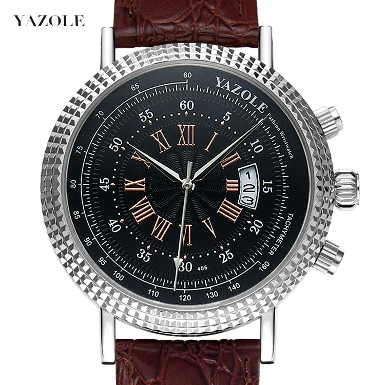 

Yazole 406 422 Casual Tachymeter Roman Numerals Watch Life 3ATM Waterproof Quartz Men Wrist Watch For Gift, As the picture