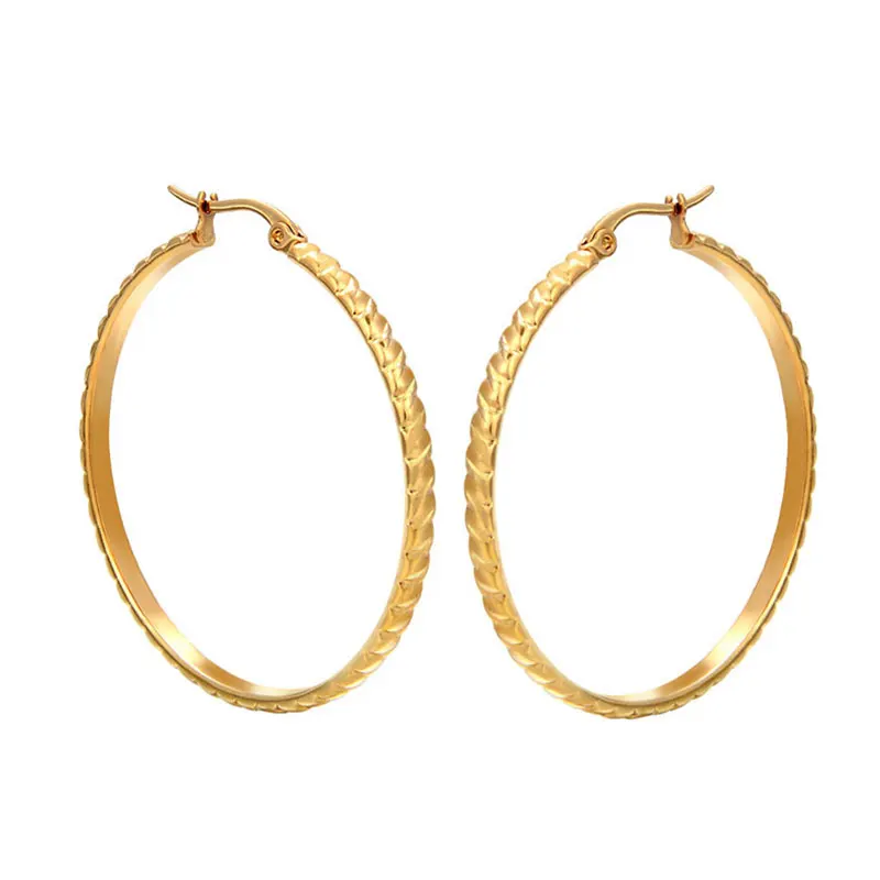 

18K Indian Gold Stainless 21MM Round hoop Earrings, Gold;silver