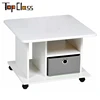 Europe style home furniture white movable small side table with storage