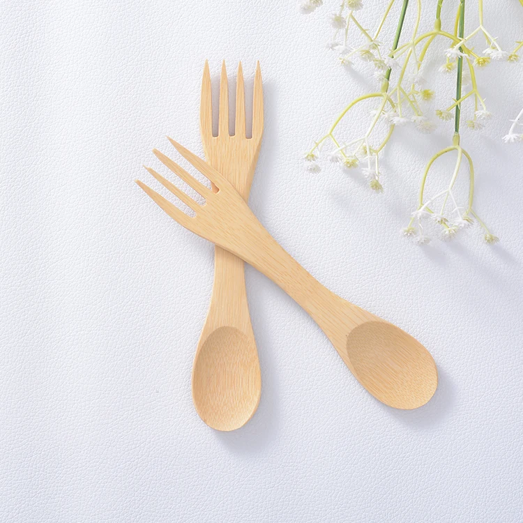 

2 in 1spork 22cm bamboo spoon fork utensils set for camping travel