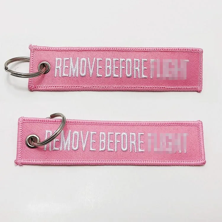 
New design low MOQ custom logo Embroidered keychain keyring 