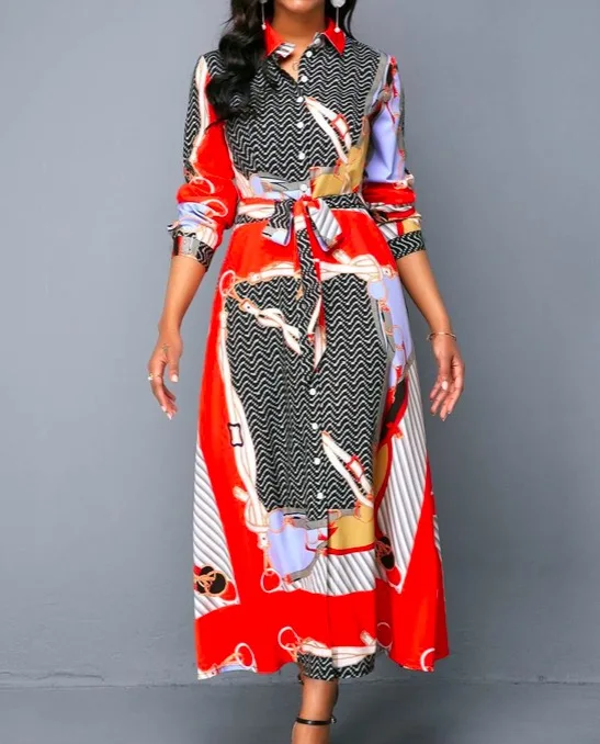 

Women clothing Dashiki fashion Print african fancy dress, Black,red,white