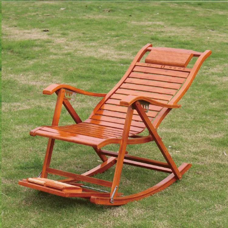 Noon Break Folding Leisure Ways Outdoor Lounge Bamboo Rocking Chair
