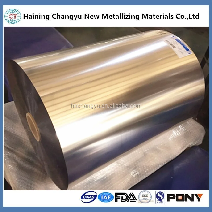 
High Corona Treatment 18mic metalized bopp film with heat sealing 