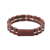 

Wood Link Your Logo Personalized Segmented Natural Real Wood Bracelet with 5 Colors
