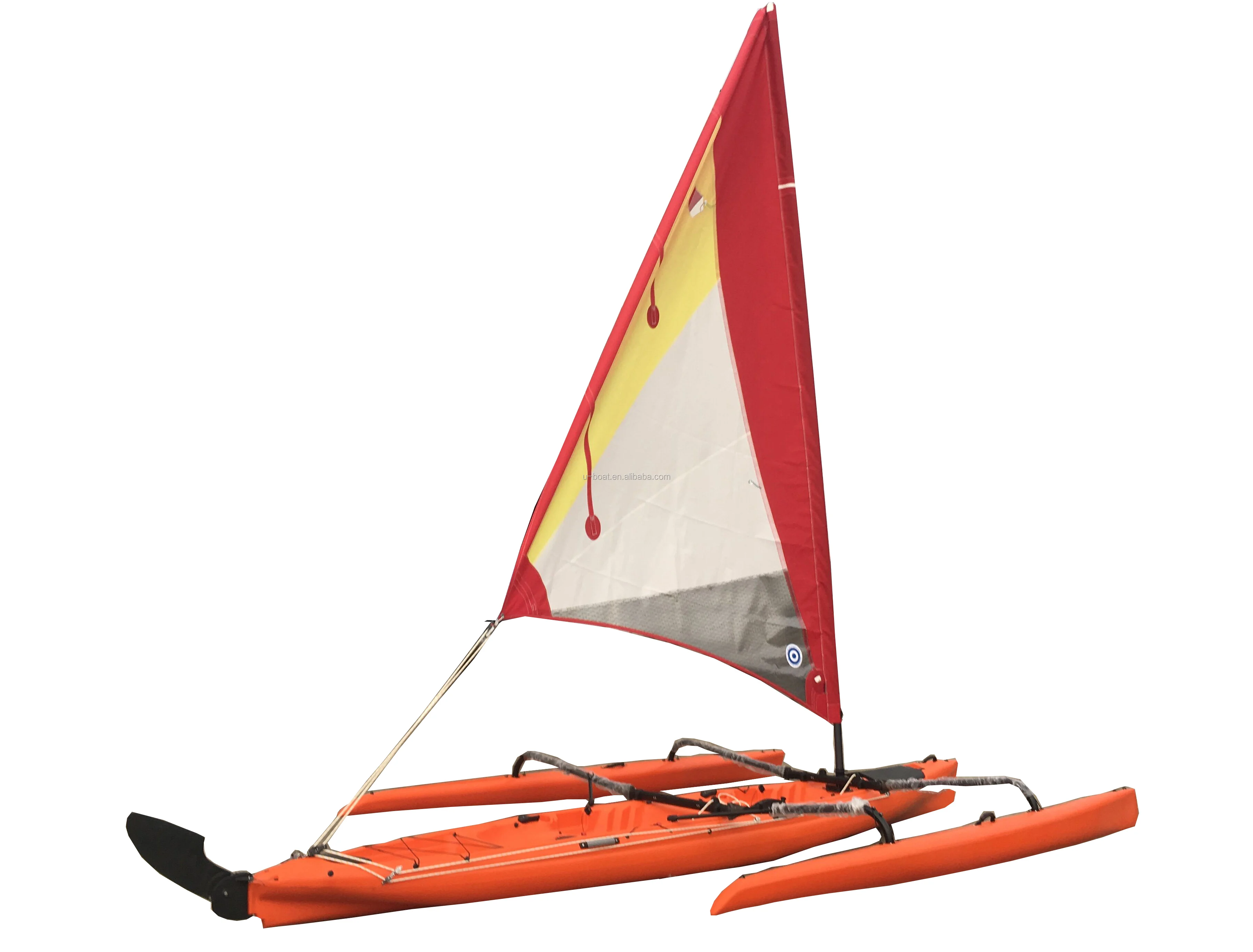 new designed plastic non-inflatable outrigger trimaran canoe&kayak&boat for sale