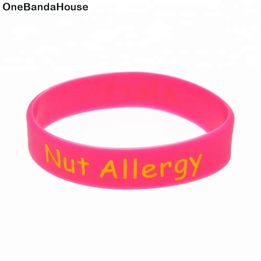 

50PCS Alert Nut Allergy Silicone Wristband for Children 5 Colors