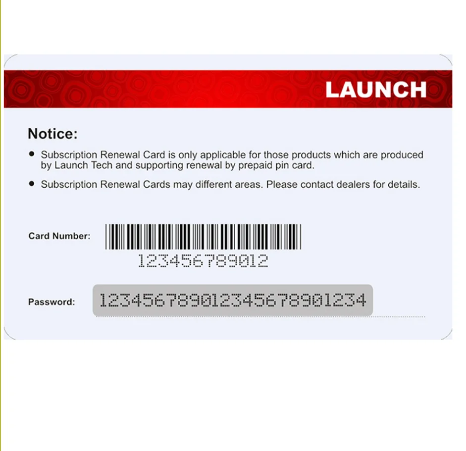 

LAUNCH Official Updating Service Subscription Renewal Card Supports CRP429C/CRP423/CRP909E