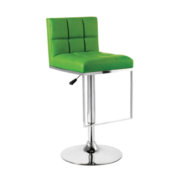 High quality cheap mid back green bar stool with Chromed footrest base