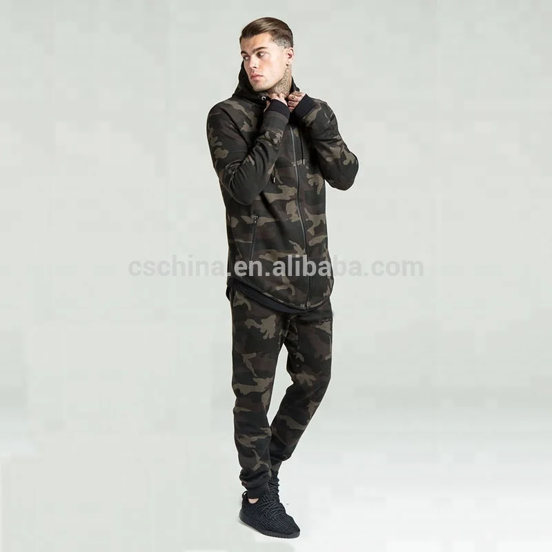 

Latest design imported custom design velour camo mens fitted tracksuit for men slim fit