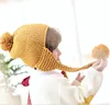 Fashion High Quality 100% Handmade Crochet Baby Kids Boys Girls Winter Earflap Beanie Hat with Pom Pom