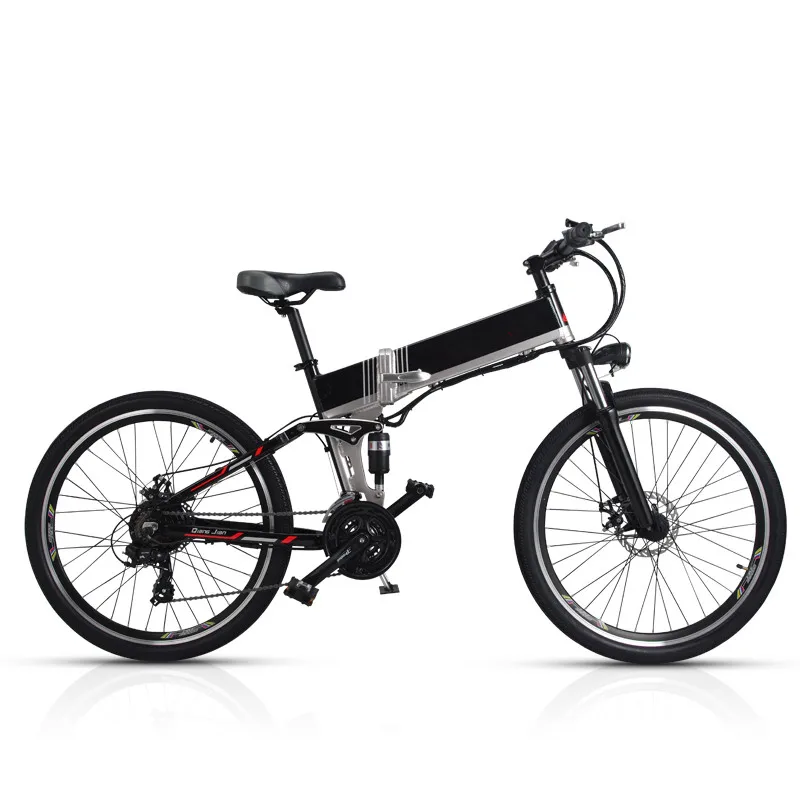 

Front Rear Suspension Lithium Electric Bicycle 48V 10.4AH Hidden Battery 26 Inch Foldable Electric Bicycle, Black;white