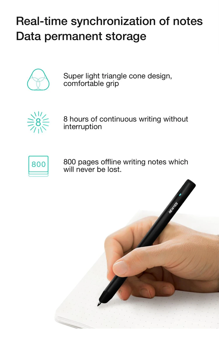 Newyes New 9 Inch Cloud Storage Notebook Digital Notepad Smart Pen Sync ...