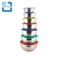 

Amazon Hot Sell Kitchen Cake Mix Bowl Set Stainless Steel Silicone Bottom Mixing Bowl