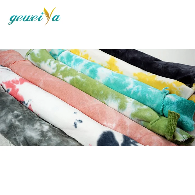
280gsm elastic terry organic cotton tie dye fabric 