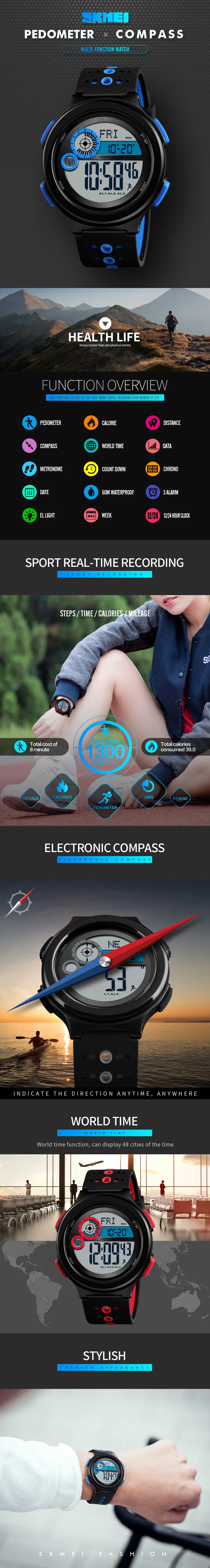 Skmei 1375 Multifunction Digital Sport Watch Compass Pedometer Countdown  Hot Sale Wristwatches - Buy Pedometer Countdown Watch,Compass Digital  Watch,Multifunction Watch Product on Alibaba.com
