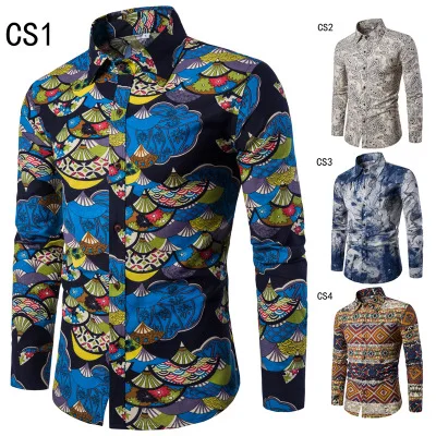 

walson 2019 new product for spring Men's fashion casual slimming long sleeve plus size shirt, As show