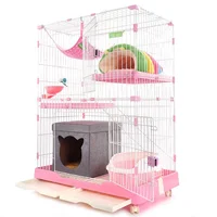 

Large foldable pet travel Cat cage villa threelayer double