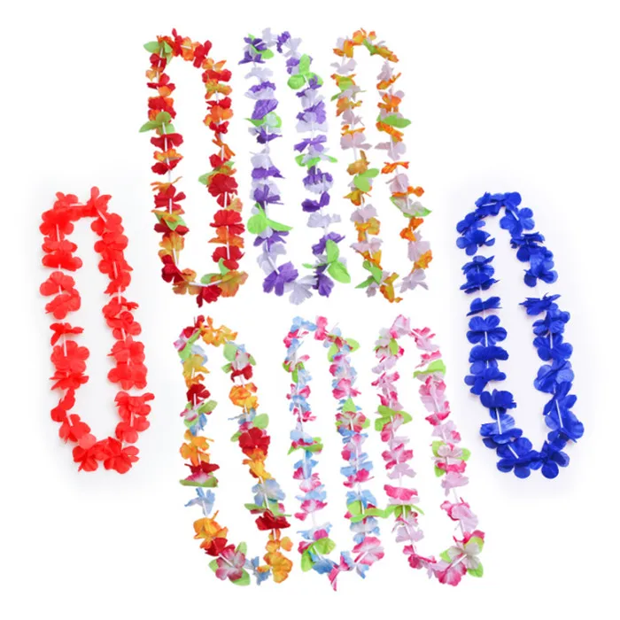 Colorful Artificial Silk Necklace Hawaii Wreaths Flower Lei Garland