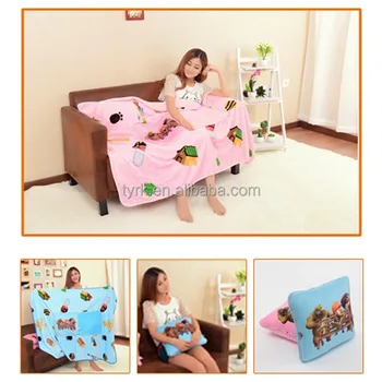 Portable Kids Baby Animal Print Travel Airline Blanket And Pillow