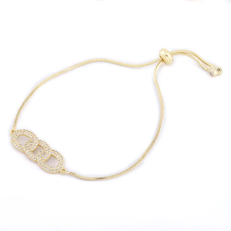 

Stars Forever Copper White Zircon Swirling Connector Gold Chain Bracelet, N/a