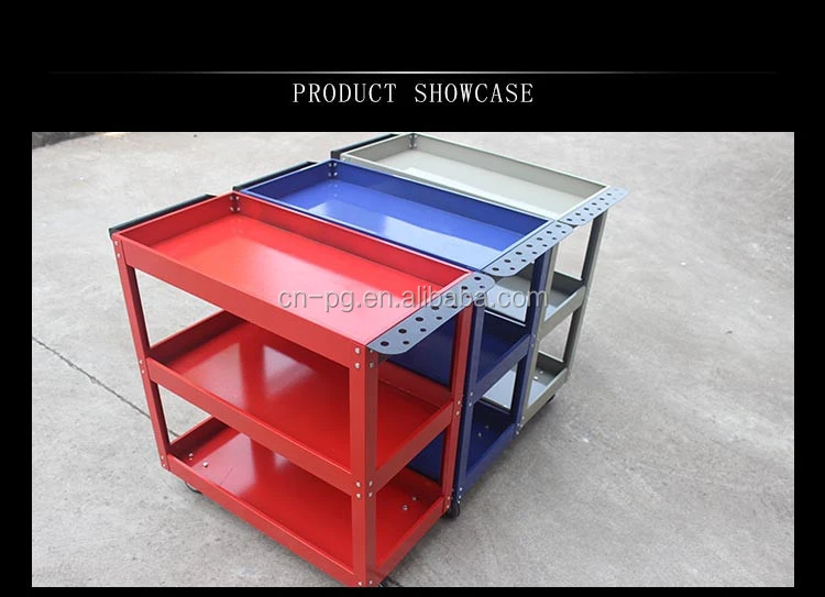 Tool Trolley Chest Three Layers Auto Repair Toolbox Multifunctional Hand Push Tool