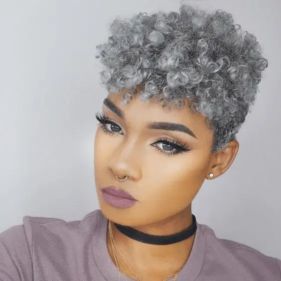 

Women gray hair topper extension silver grey afro puff kinky curly drawstring human hair ponytails clip in real hair 1pcs 120g