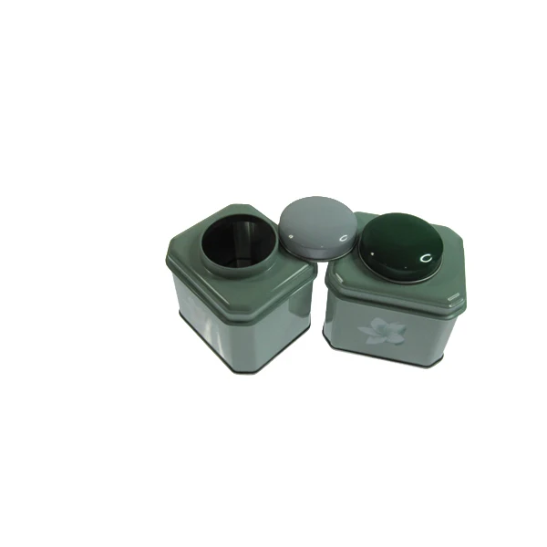 Food grade large Rectangle metal hinged lid tin box with 4pcs small square tin box set for tea