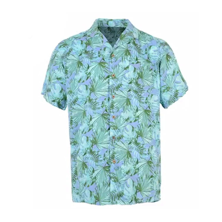 

High Quality Custom made comfortable short sleeve rayon printed button down men floral casual shirt, Customized colors