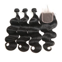 

Brazilian Virgin Human Hair Bundle With Body Wave Lace Closure Free Part, Middle Part, Free Part Cheap Human Hair Closure