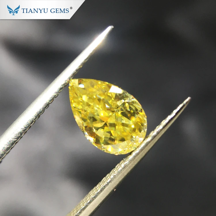 

Tianyu Gems 8*10mm Pear Modified Brilliant Crushed Ice Cut Synthetic Vivid Yellow Raw Moissanite