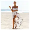 2019 new Boho style long dress women Off shoulder beach summer dresses Floral print Vintage chiffon white maxi dress vestidos