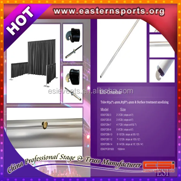 ESI new finished 2.0 telescopic aluminum Pipe and Drape for wedding, curtain stand for wedding decoration