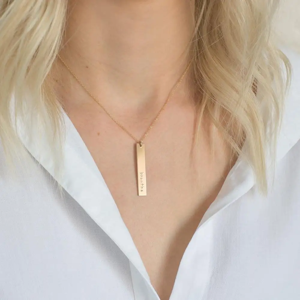 Wholesale Women Jewelry Stainless Steel Engraved Word Message Necklace