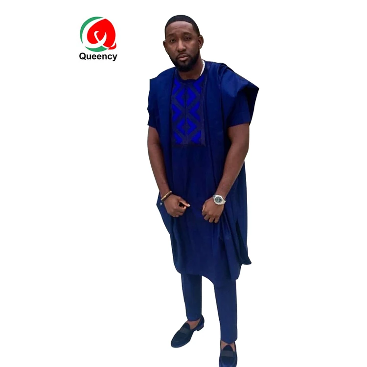 Queency African Men's Executive Clothing Ankara Wear In Long-sleeved Outfit  - Buy Ankara Men Clothing,African Men Long Outfit,Men Already Made Man  Bazin Wear Product on 