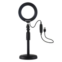 

PULUZ Round Base Desktop Mount + 4.6 inch 3 Modes USB Dimmable LED Ring Vlogging Video Light, Adjustable Height: 18cm-28cm