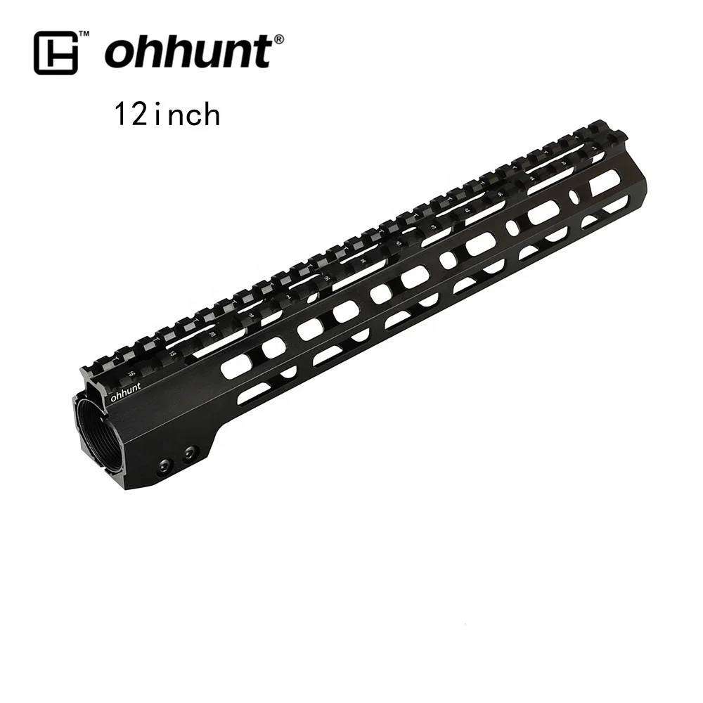 

Ohhunt Custom Tactical Slim 7 9 10 12 13.5 15 17 Inch Slim Free Float MLOK M-LOK AR15 ar 15 Handguard With Steel Barrel Nut, Black