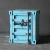 Coffee Bar Hotel Vintage Industrial Metal Rusty Finish Shipping Container Lock Unique Iron End Table