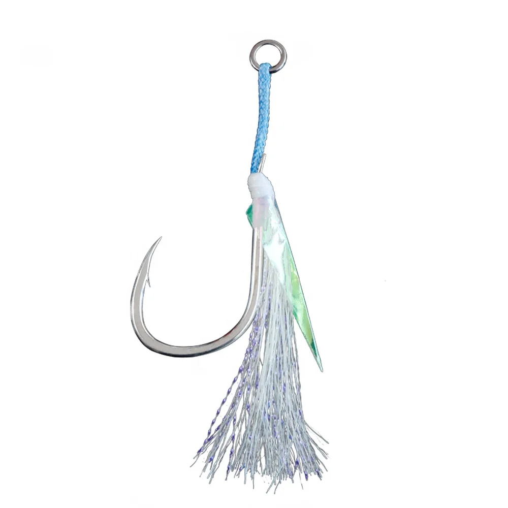 

JK Premium Quality Light Assist Hook With Luminous Tinsel For Shore Jigging, Silver or customized