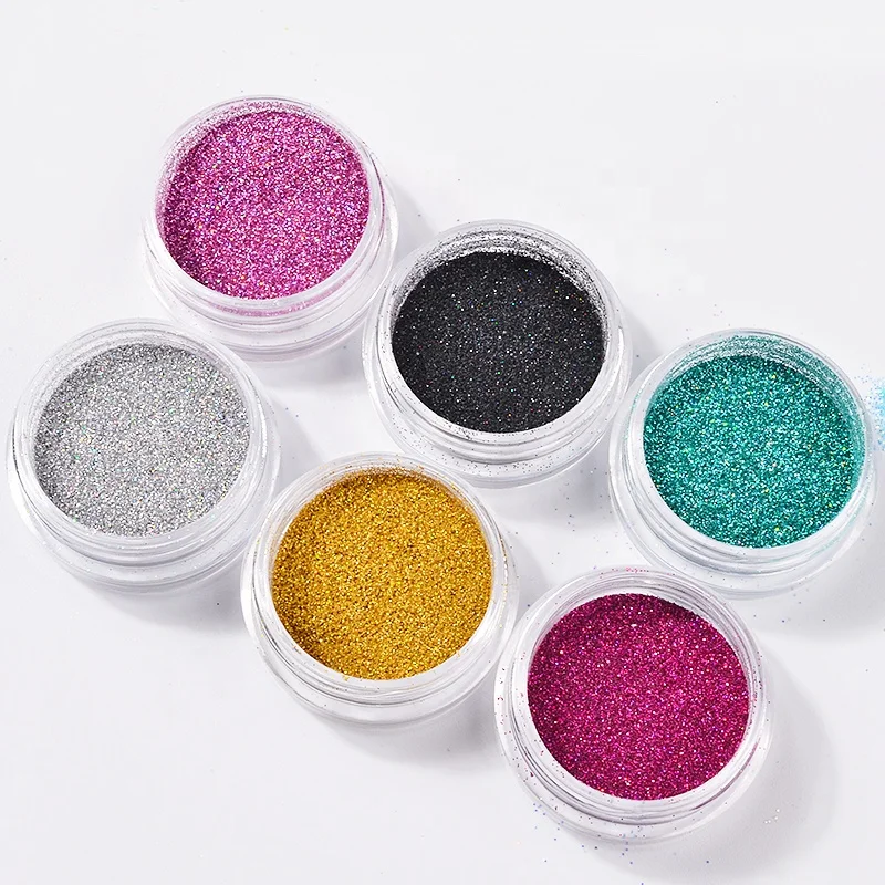 

Misscheering 6jars Holographic Laser Nail Powder Dust Candy Matte Designs Nail Glitter Decorations Charm Nail Art Pigment DIY, 6 colors