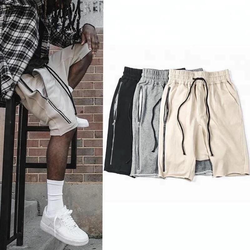 

OEM Shorts Long Drawstring Elastic Zipper Pocket FOG Shorts Kanye West Streetwear Skateboard Gray Short