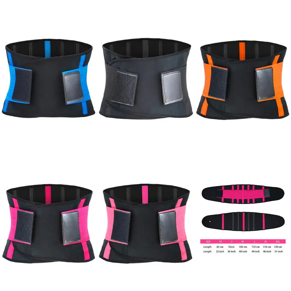 

2019 Hot Sale Multi Colors Custom Logo Gym Workout Back Support Waist Trimmer Belt Running Sports Waist Belt, 5 color or customized